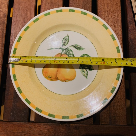 English Churchill brand colorful 24 cm dinner plates 6 Pc set orange pears print - Picture 3 of 3